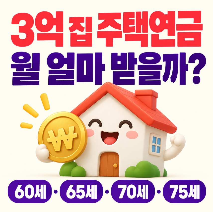 주택연금 3억짜리 집이면 얼마 받을까?｜60세&middot;65세&middot;70세&middot;75세 월 수령액 비교