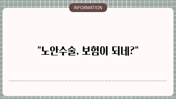 백내장 노안수술 실비: 