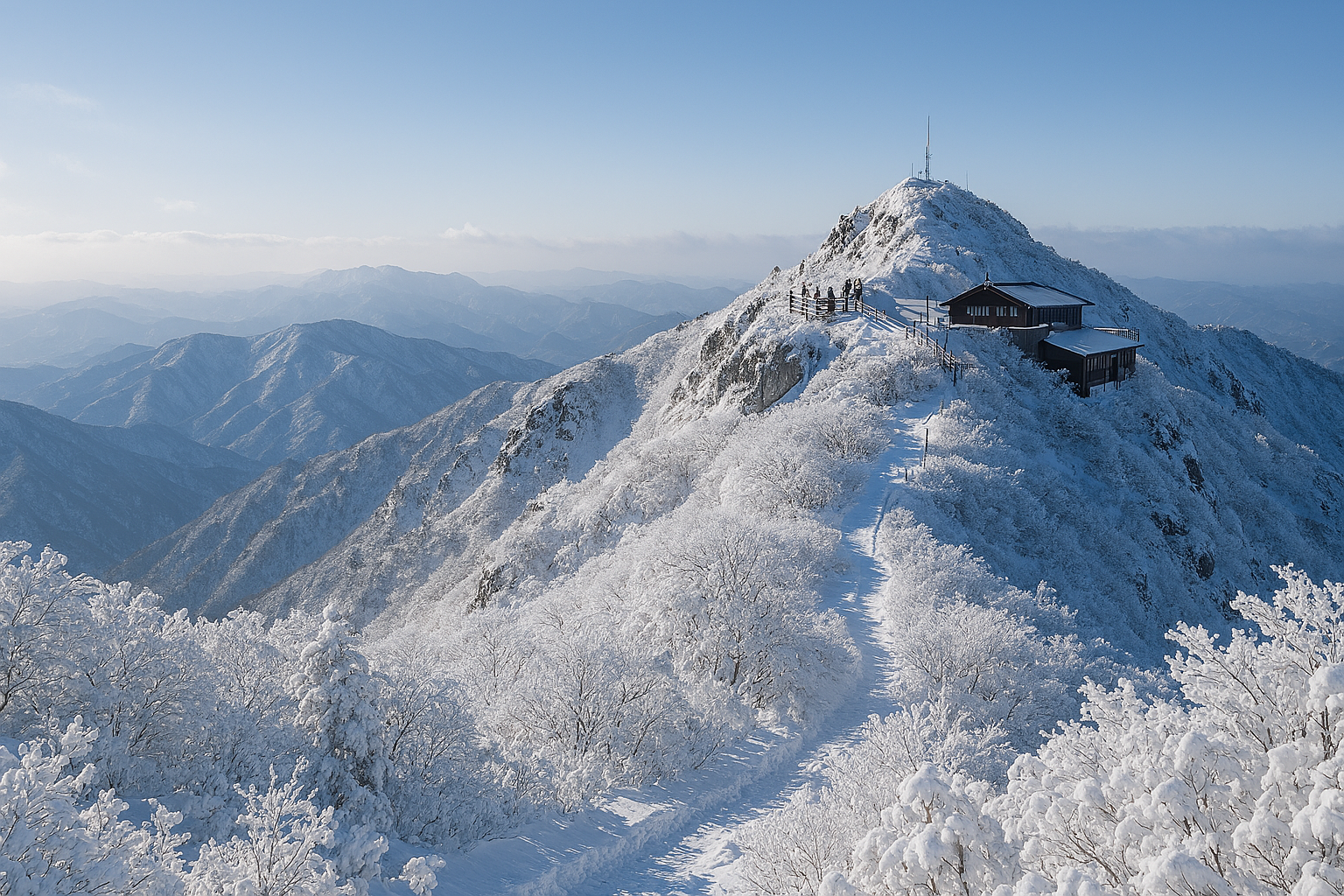 눈 덮인 덕유산 설천봉 이미지