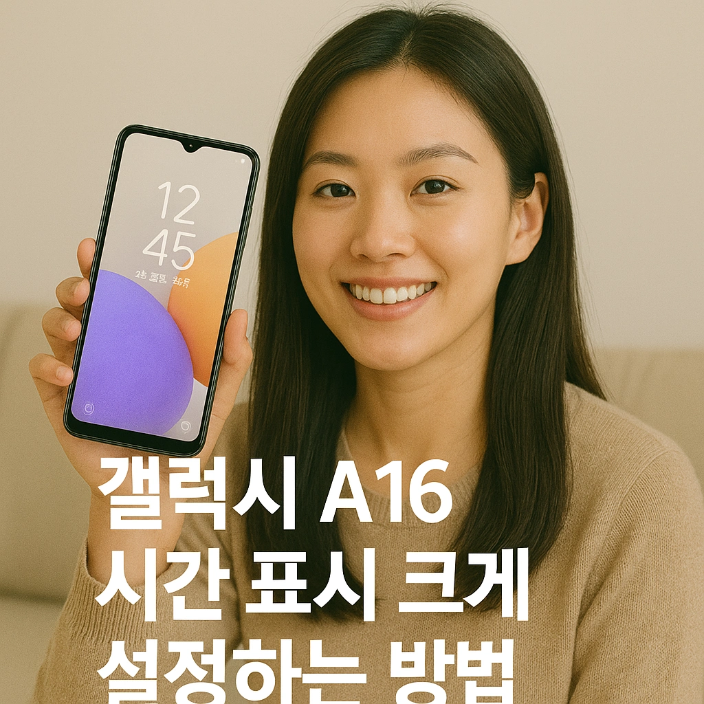 갤럭시 A16 시간 표시 크게 설정 하는 방법