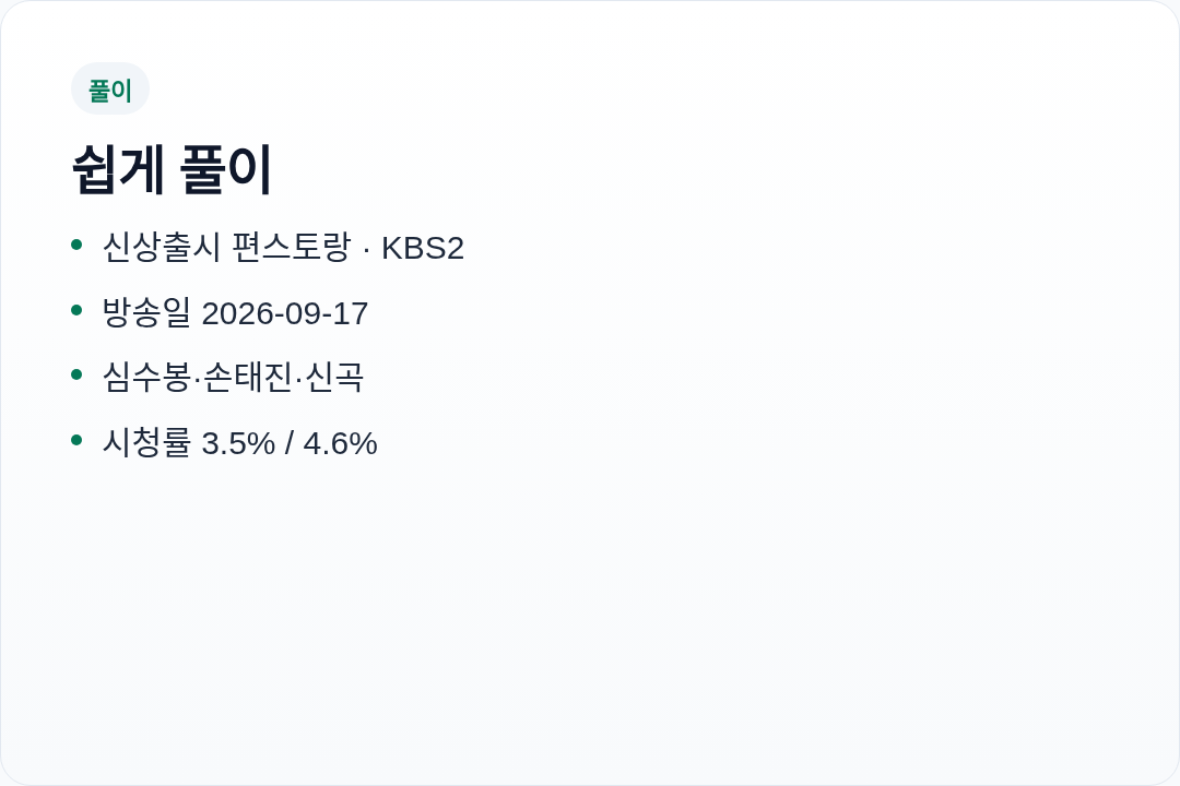 편스토랑 심수봉 회차 한눈에