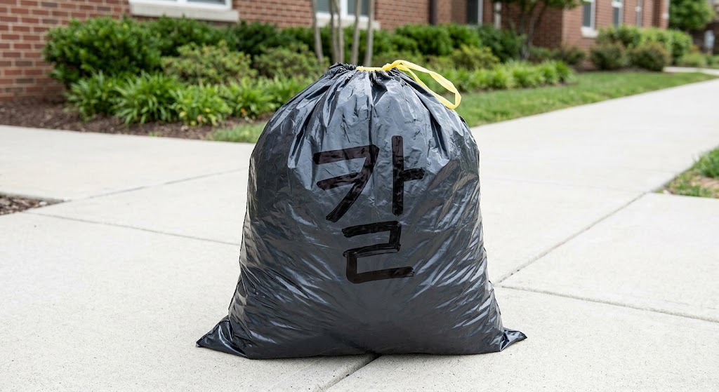 "칼"이라고 크게 표시한 종량제 봉투 겉면