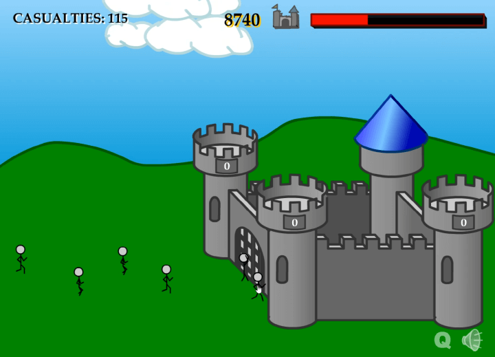 성-문을-두드리는-적들을-마우스로-잡아-던지는-화면