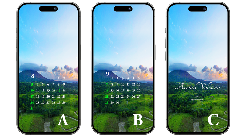 03 아레날화산과 노을 ABC - 2025년8월 아이폰배경화면