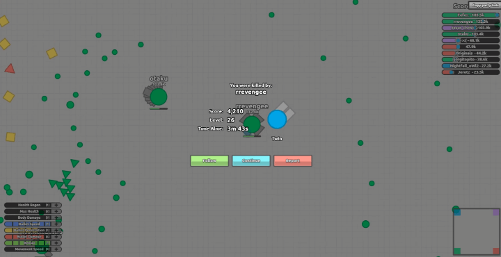 탱크키우기-게임하기-다이피오(Diep.io)-종료-화면