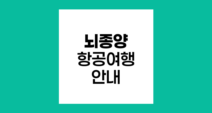 뇌종양 환자의 항공여행 안내