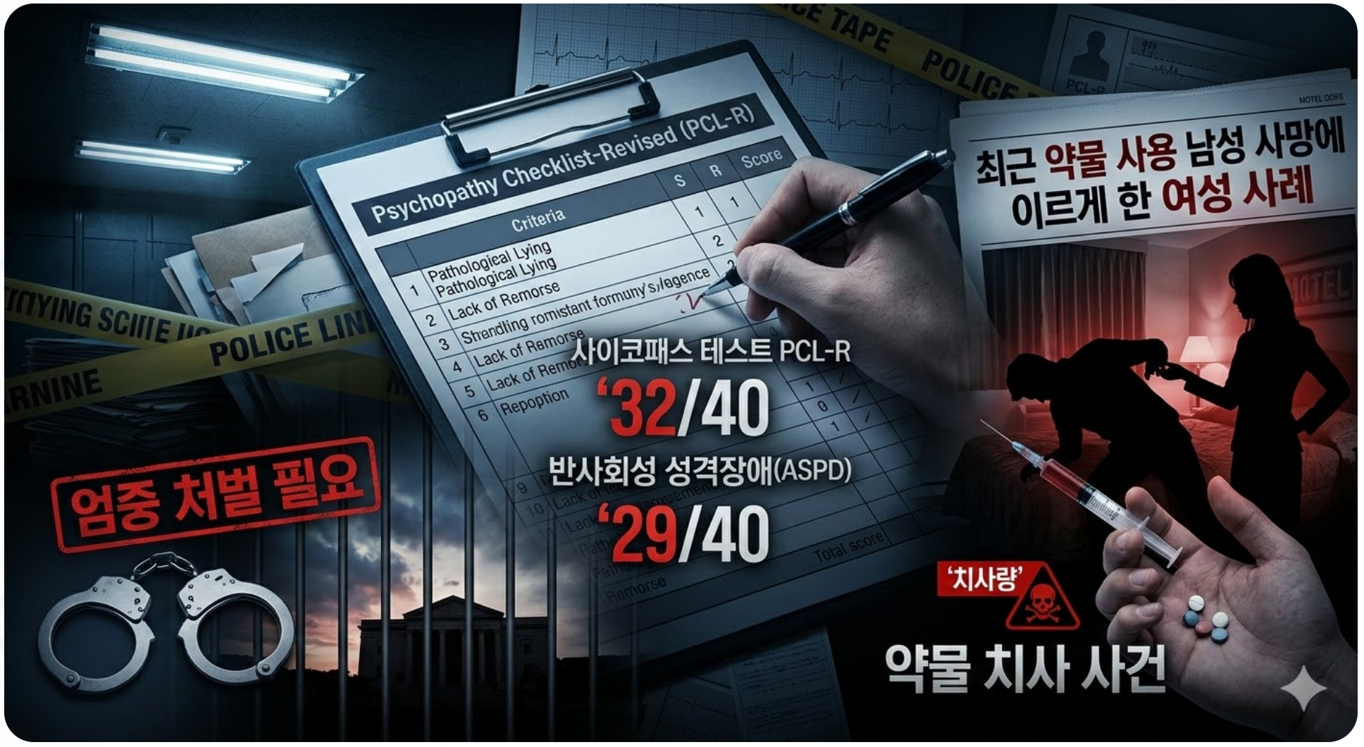 사이코패스 뜻, 판정 기준, PCL-R 검사, 반사회적 인격장애 범죄에 대한 엄중 처벌의 필연성