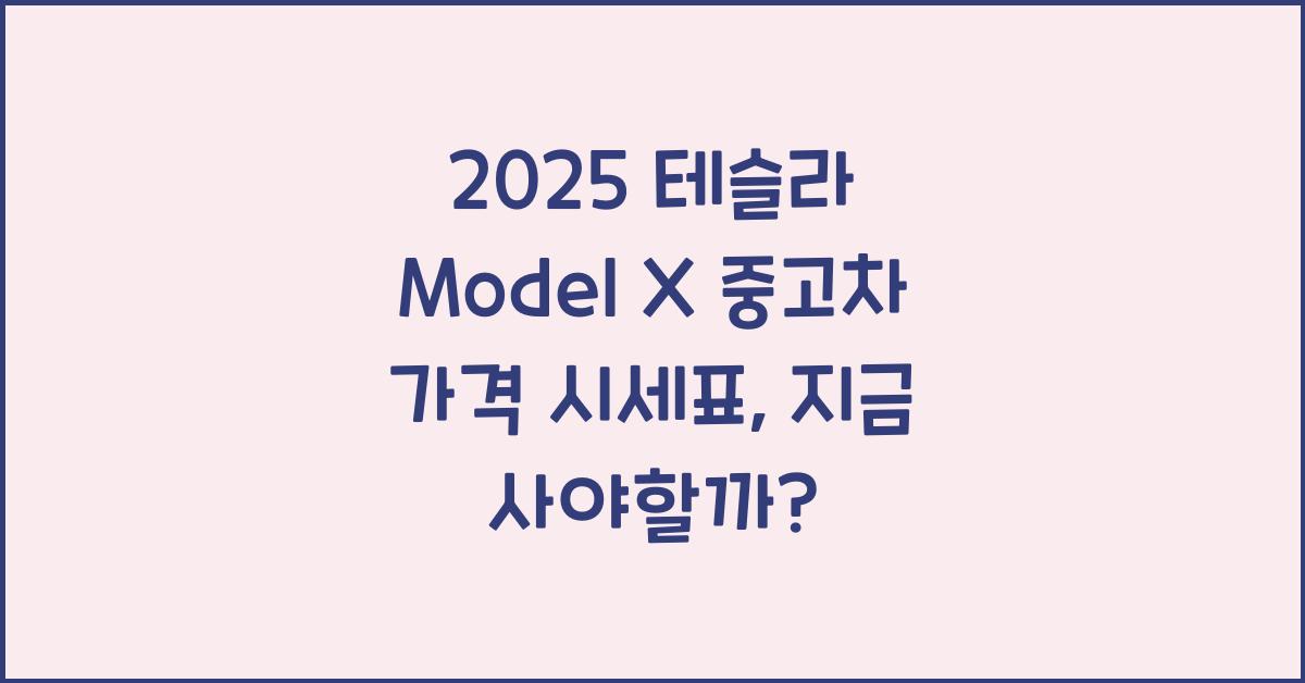 2025 테슬라 Model X 중고차 가격 시세표