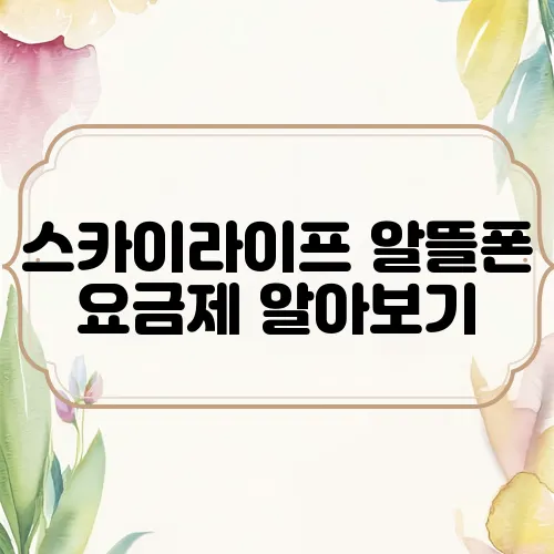 스카이라이프 알뜰폰 요금제 알아보기
