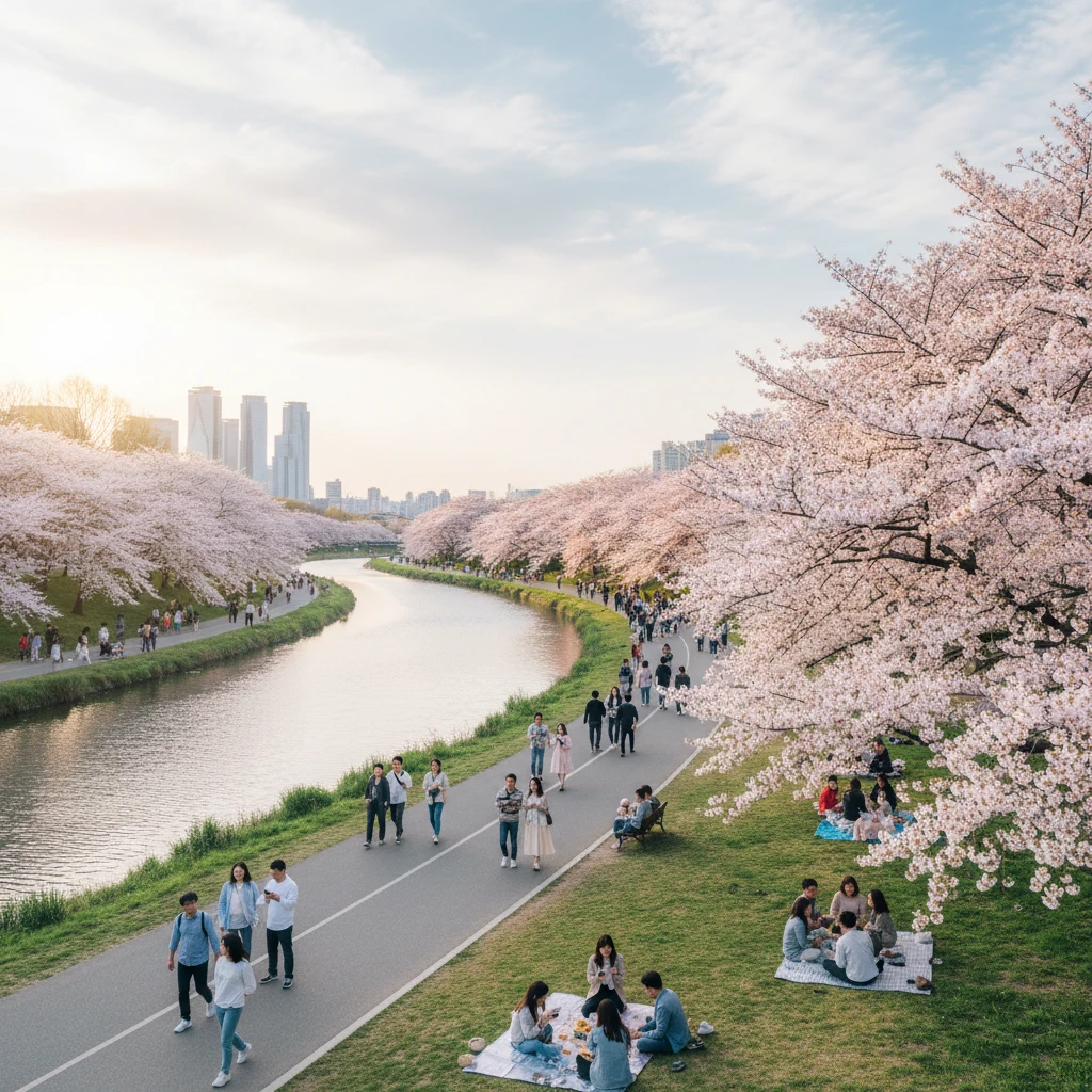 광주 광산구 벚꽃 개화 정보 및 황룡..