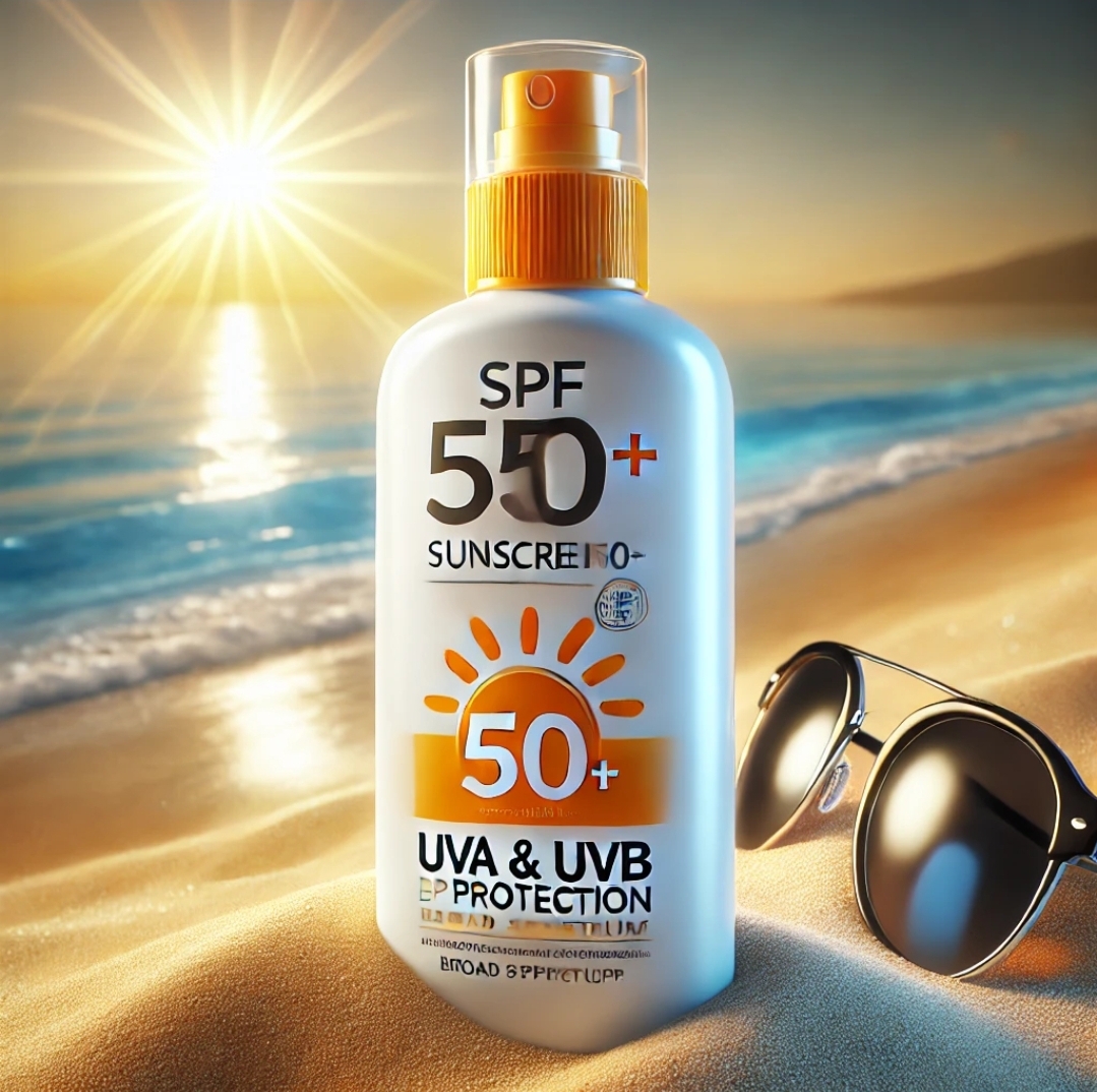 강한 햇살과 해변, 선글라스 그리고 자외선 차단제