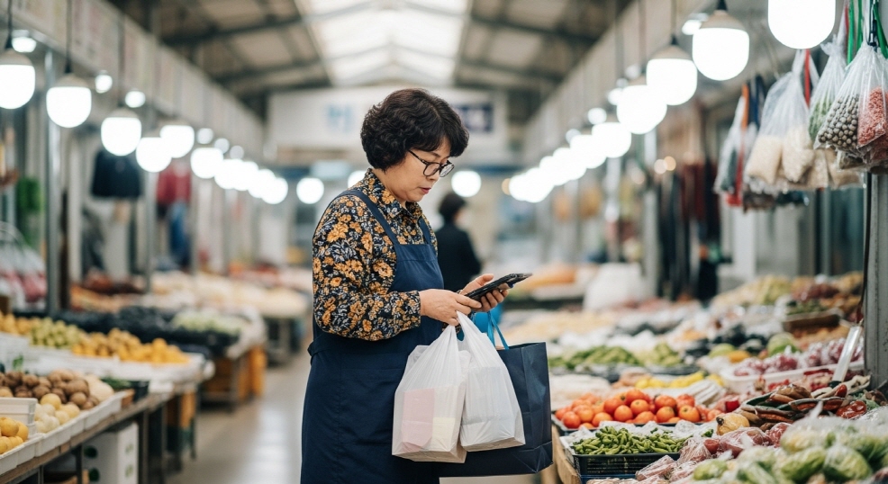 시장에서 장보기
