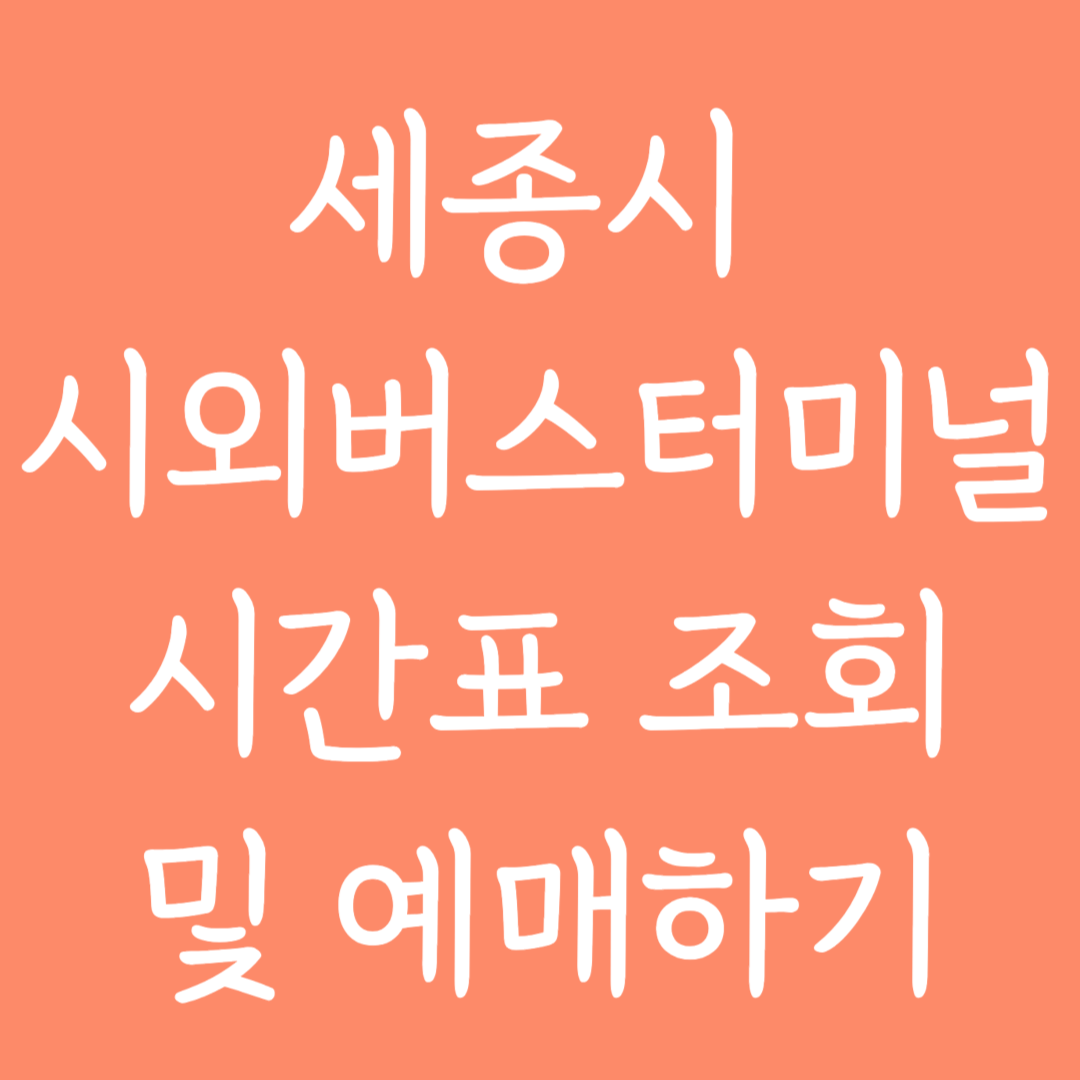 세종시 시외버스터미널 시간표 조회 및 예매하기