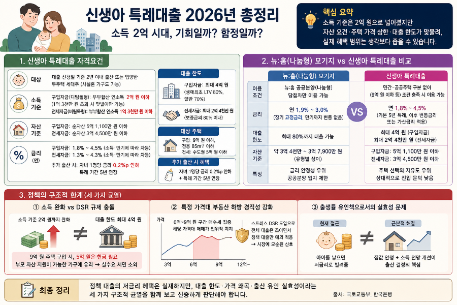신생아 특례대출 2026년 지원 내용