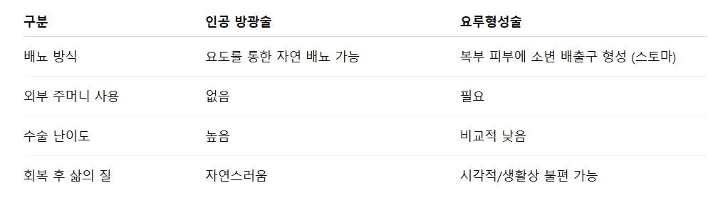 인공 방광과 요루형성술의 차이