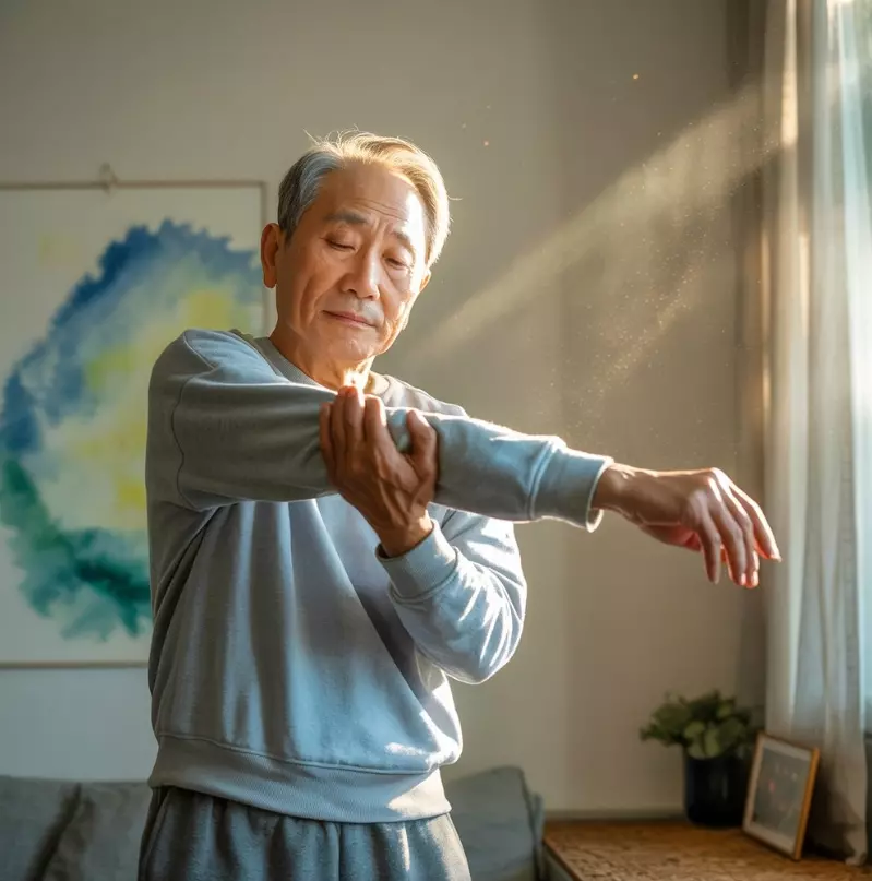 파킨슨병 운동치료를 위한 스트레칭중인 이미지