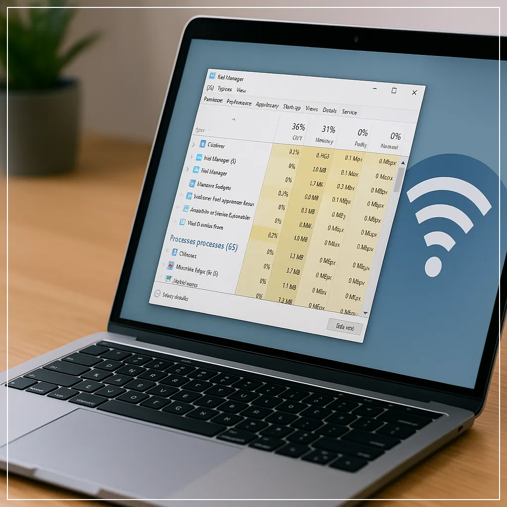 노트북 화면에 작업 관리자가 실행되어 있는 모습