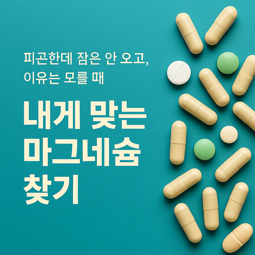 내게 맞는 마그네슘을 찾기 위한 다양한 캡슐 형태의 건강기능식품 이미지