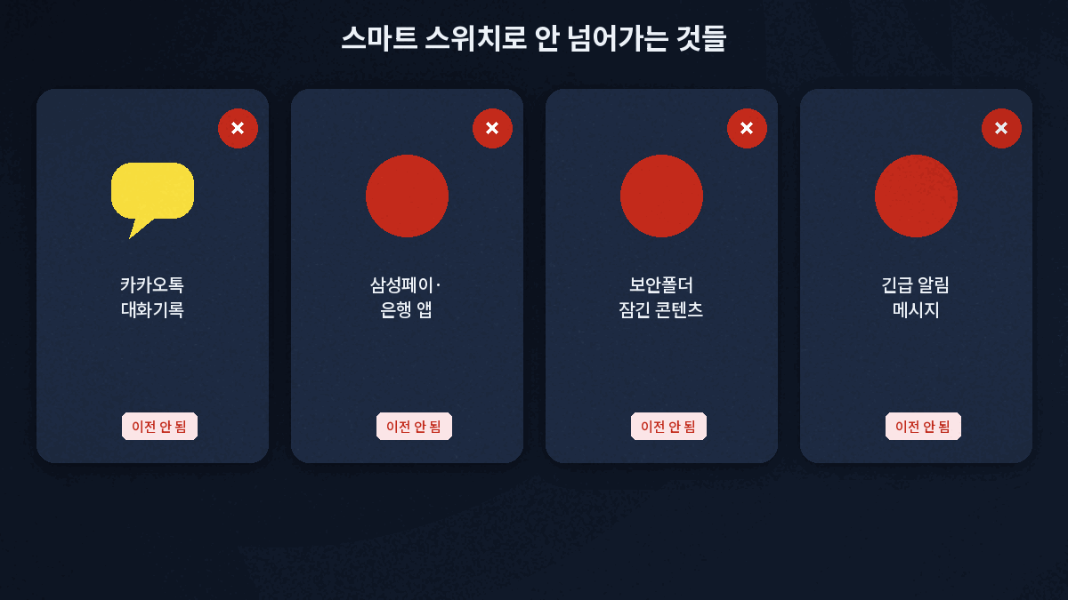 아이폰 갤럭시 데이터 이전 스마트 스위치 미지원 항목