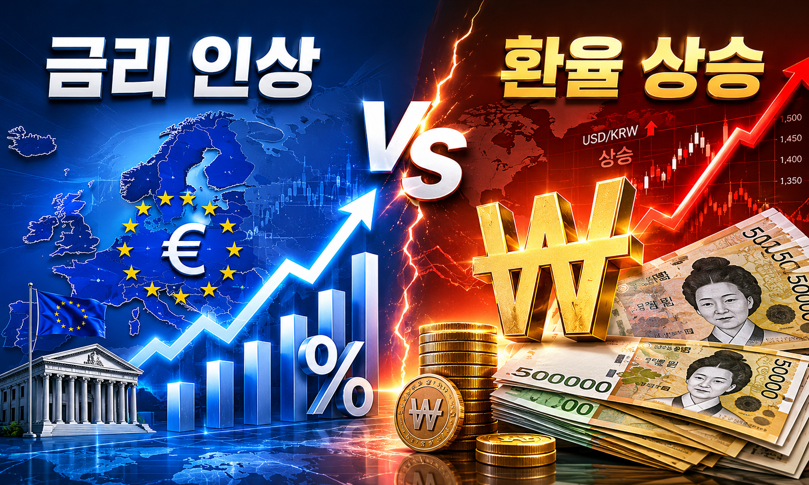 유럽의 금리인상과 환률 상승에 대한 이미지