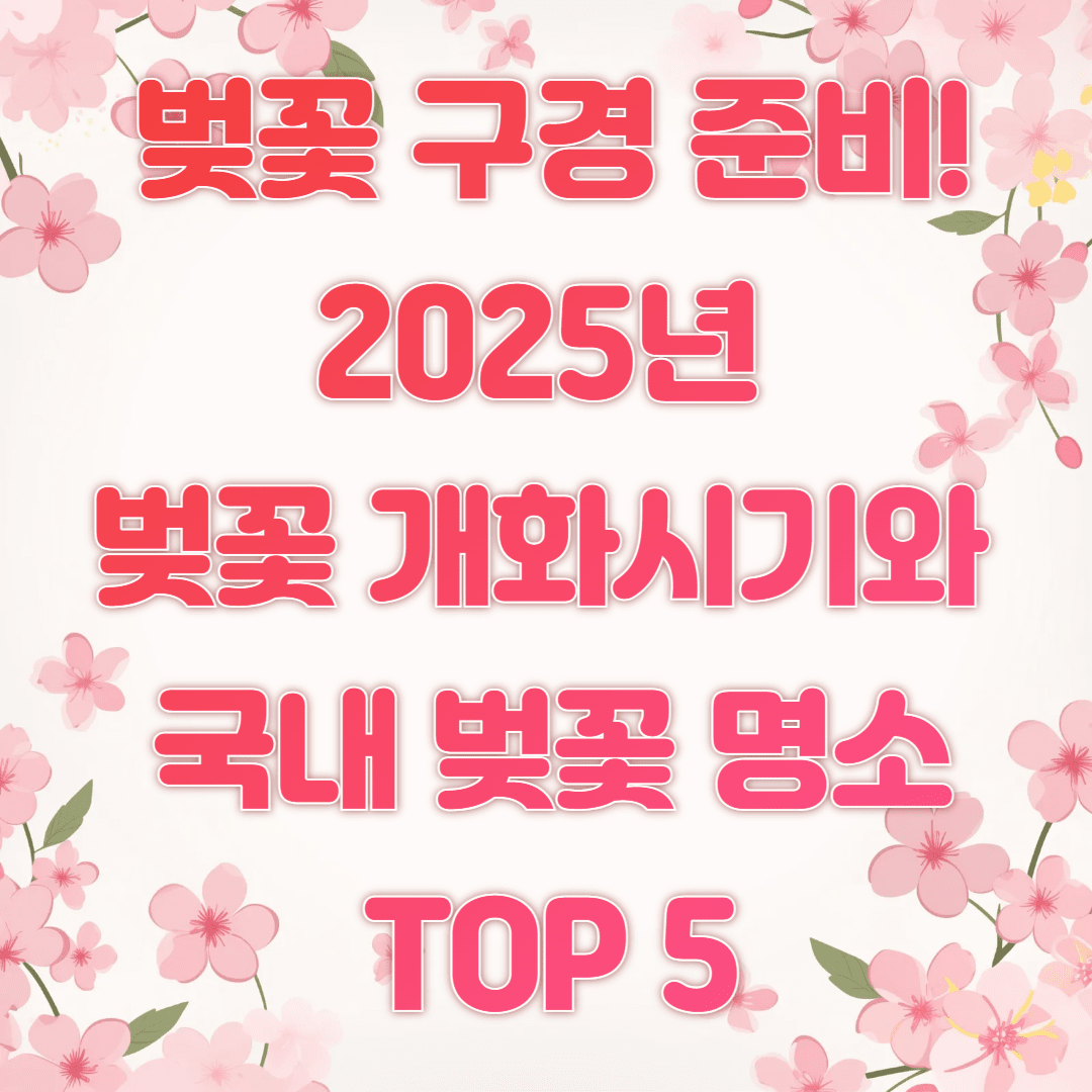 벚꽃 구경 준비! 2025년 벚꽃 개화시기와 국내 벚꽃 TOP 5