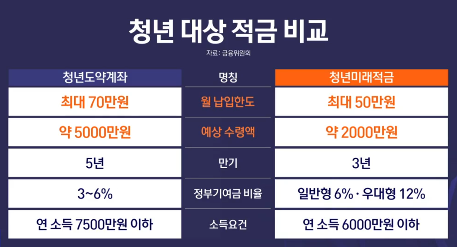 청년미래적금·청년도약계좌 비교