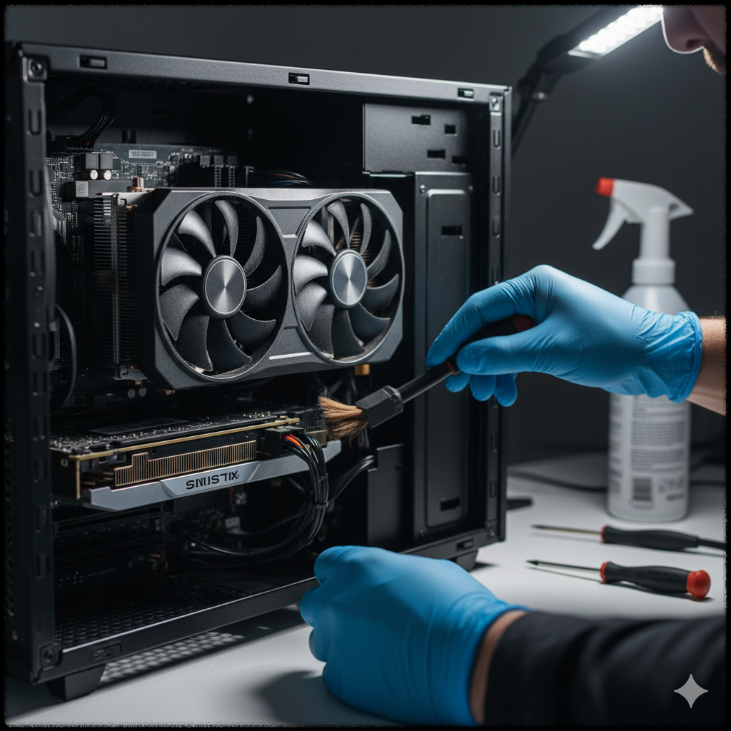 그래픽 카드가 설치된 데스크톱 PC 내부 모습