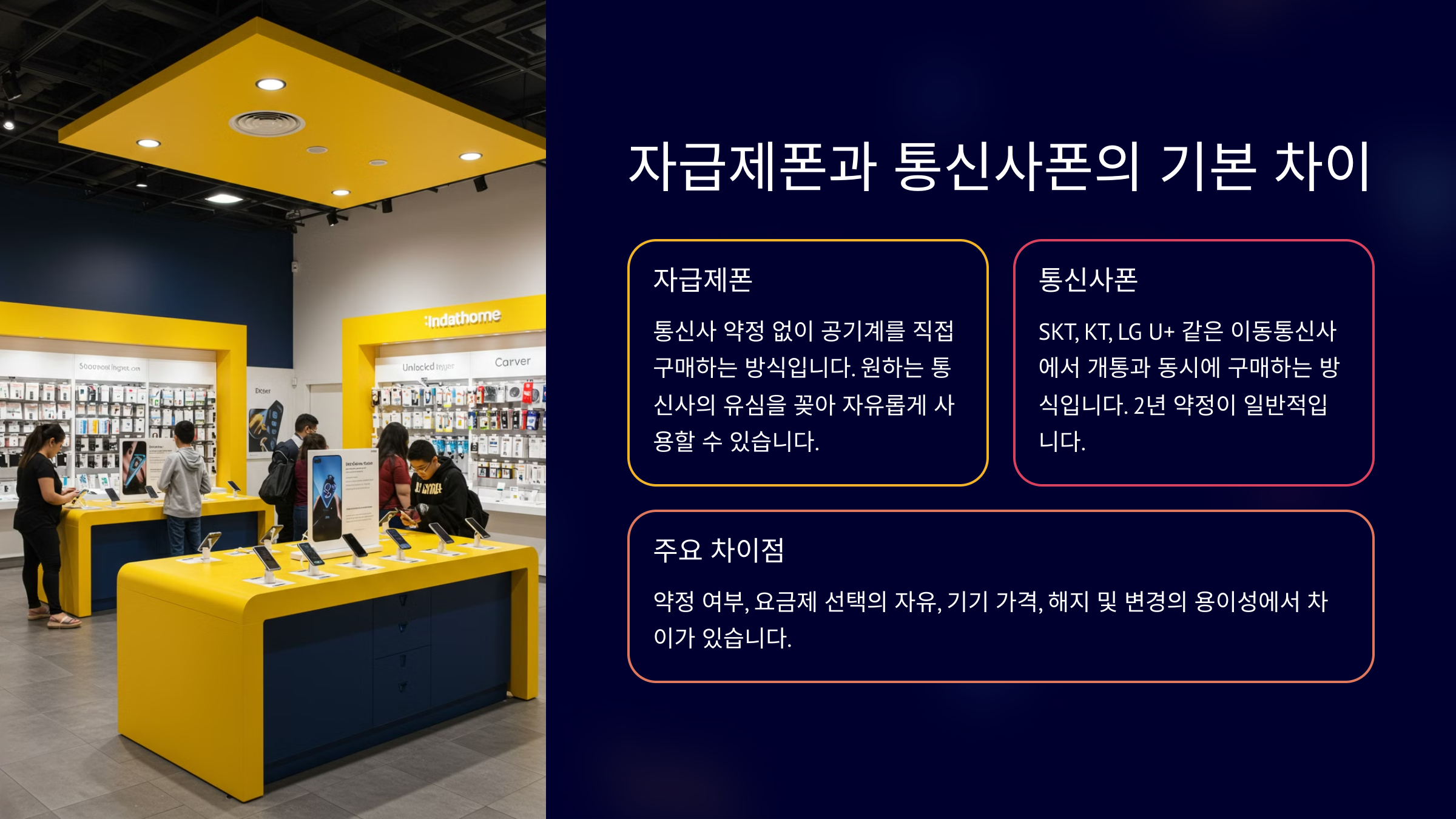자급제폰과 통신사폰의 차이