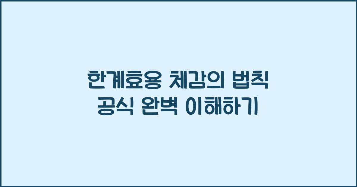 한계효용 체감의 법칙 공식