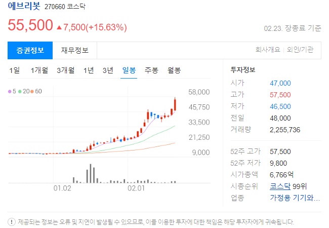 에브리봇 주가정보