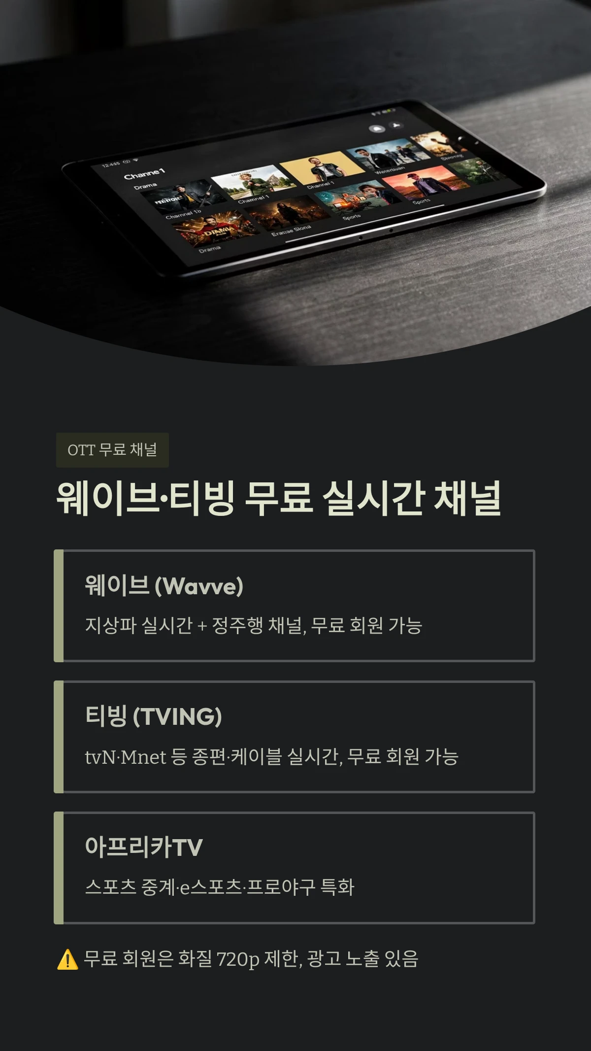 웨이브&middot;티빙 무료 실시간 채널