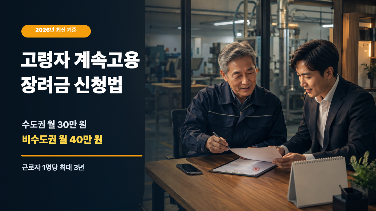 2026 고령자 계속고용장려금|비수도권 월 40만 원·최대 3년 신청법 대표 이미지