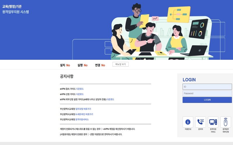 교육행정기관 원격업무지원 시스템 웹사이트 소개