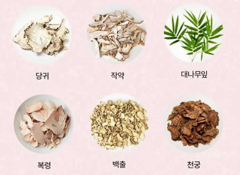 당귀 작약 대나무잎 복령 백출 천궁