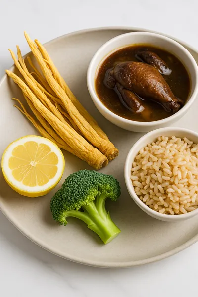 황기와 레몬 브로콜리와의 조화