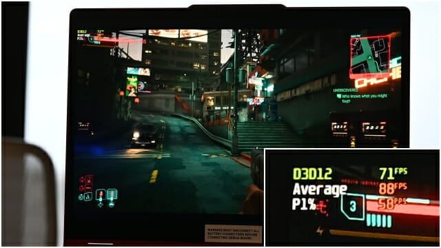 사이버펑크 2077 실행 예시.