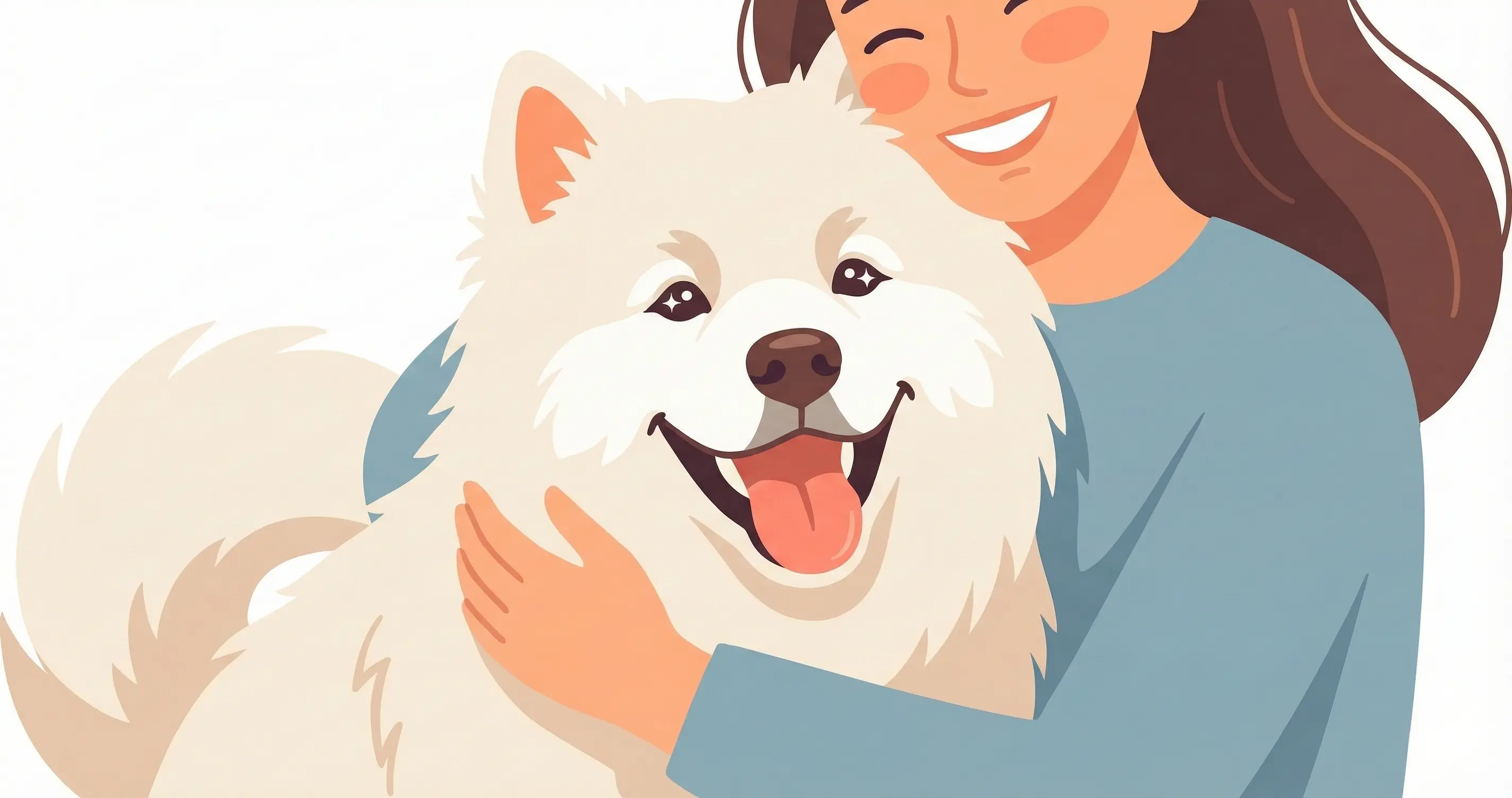 보호자와 교감하는 사모예드의 해맑은 표정