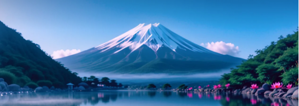 후지산의 설경사진