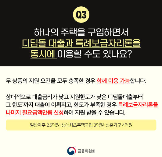 특례보금자리론과 디딤돌대출 동시에 이용가능한지