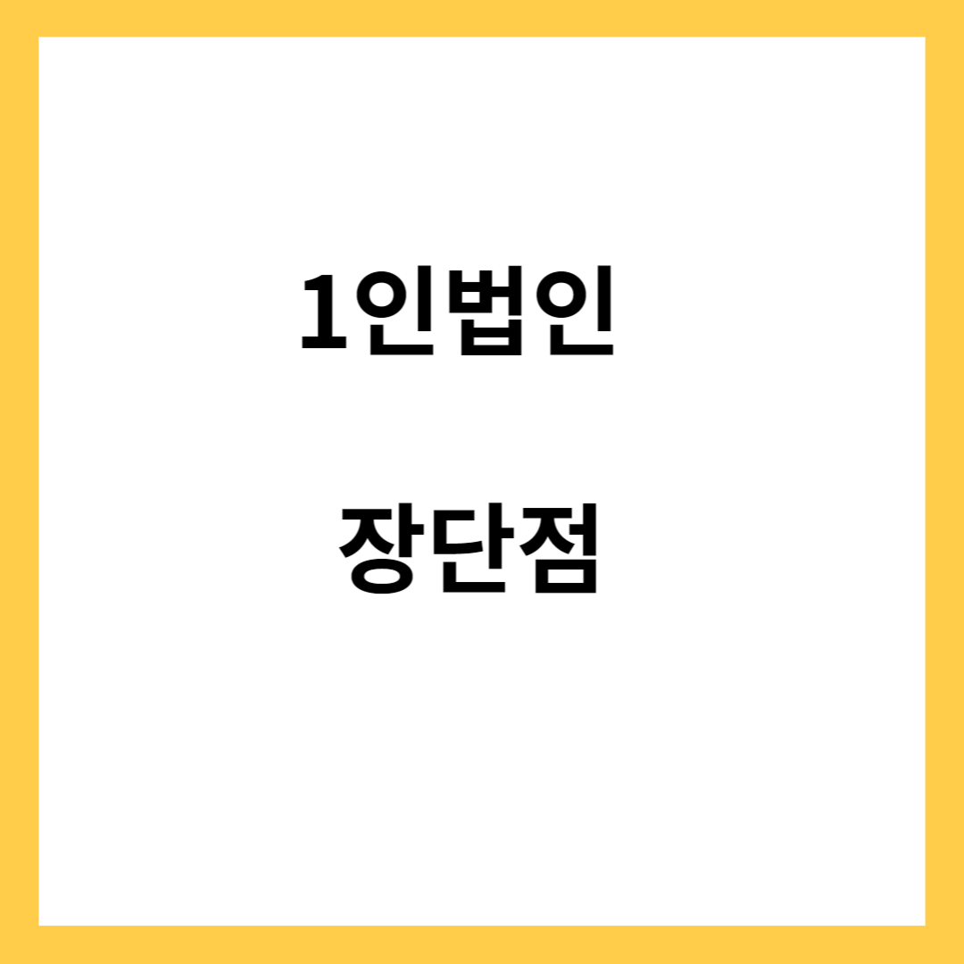 1인 법인 설립-장단점