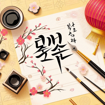 매화 그림과 붓글씨가 있는 한지 작품