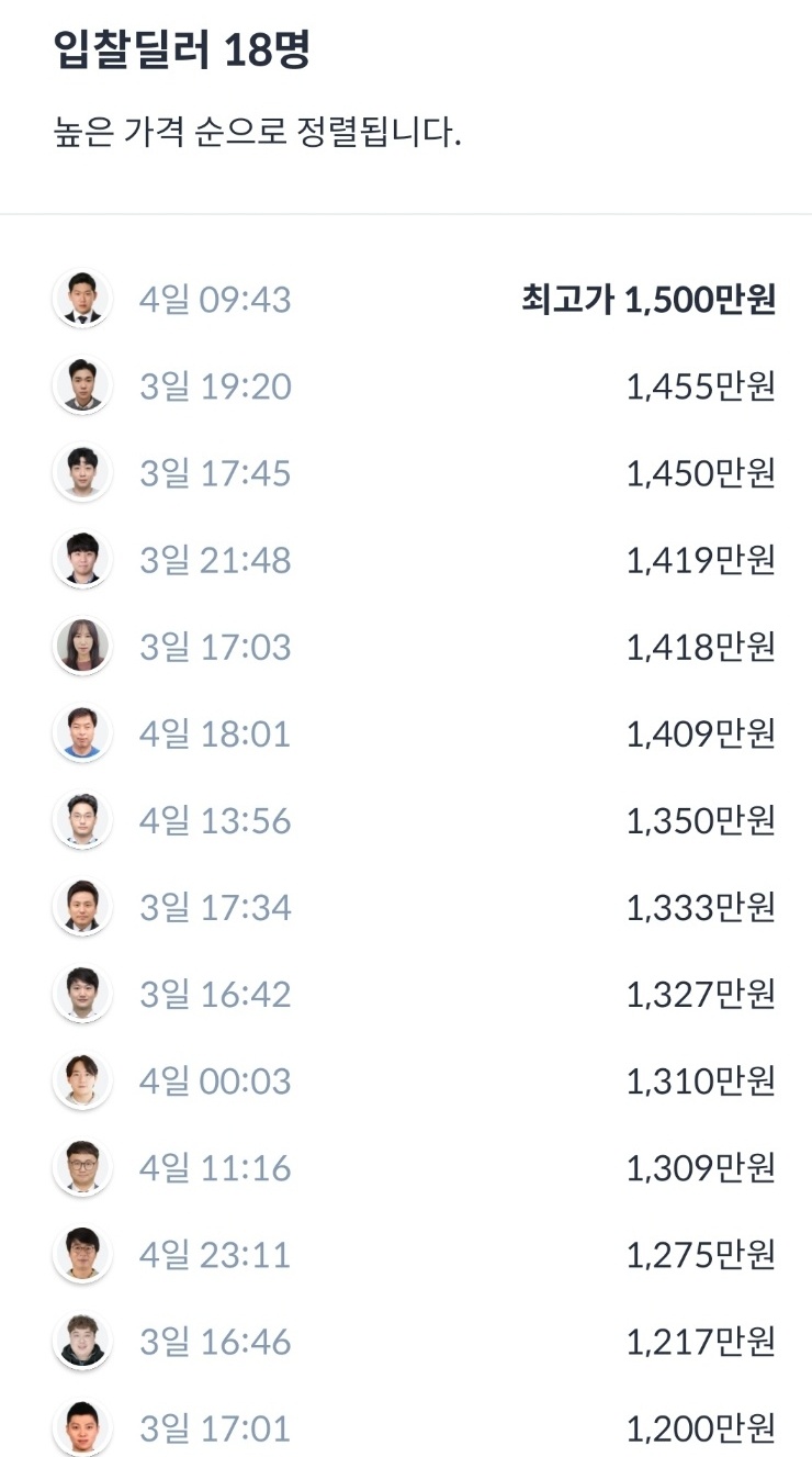 헤이딜러 경매진행 이미지