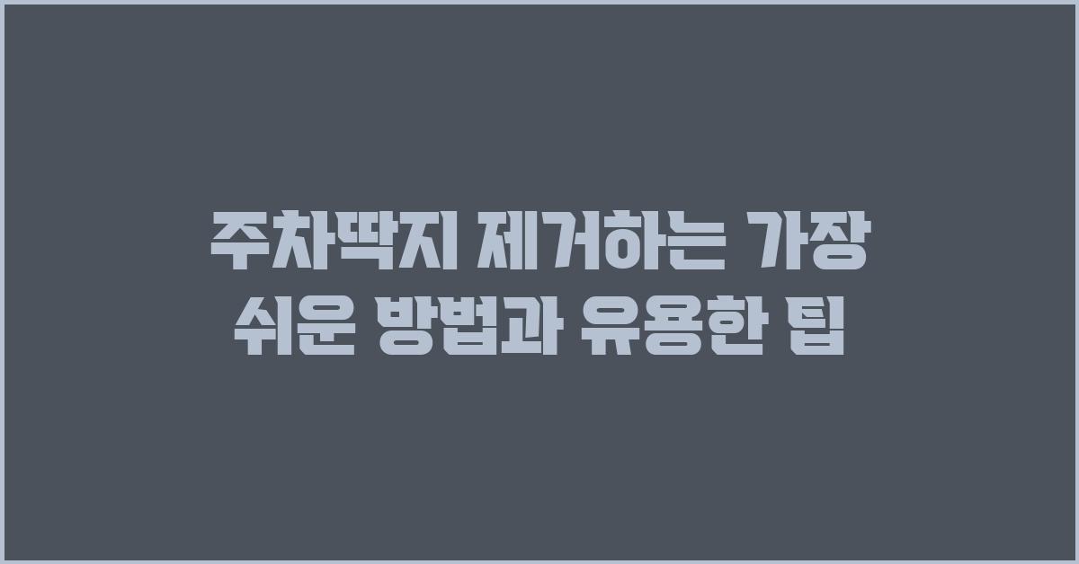 주차딱지 제거하는 가장 쉬운 방법