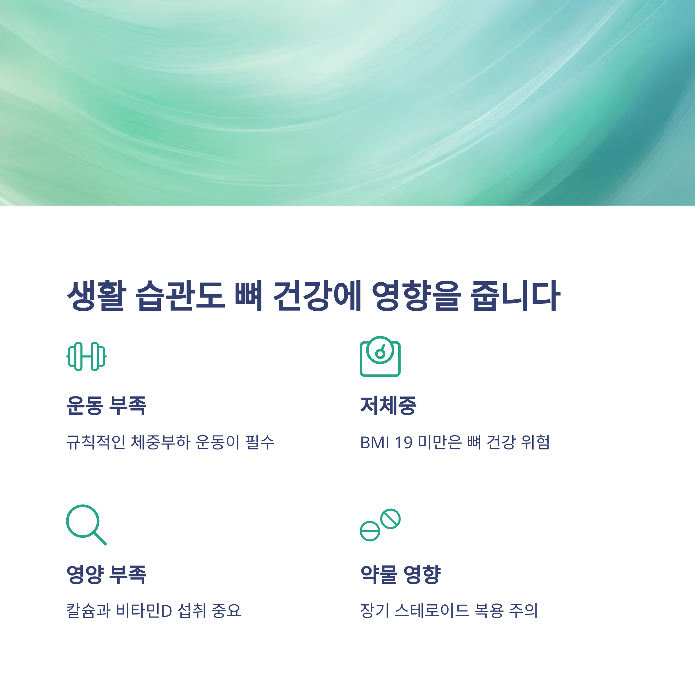 골다공증 위험군 체크 – 내 뼈 건강 점수는?