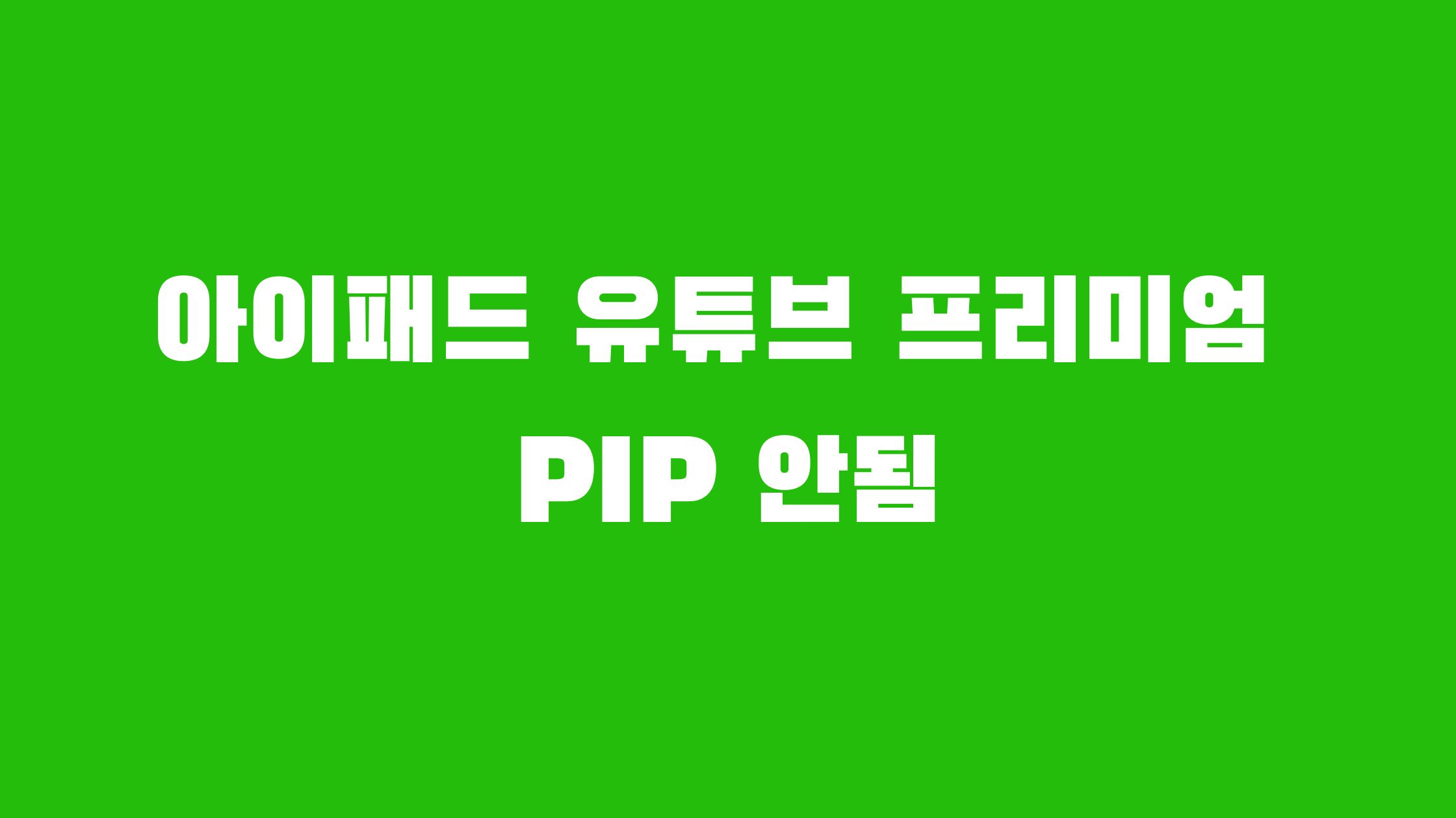 아이패드 유튜브 프리미엄 PIP 안됨