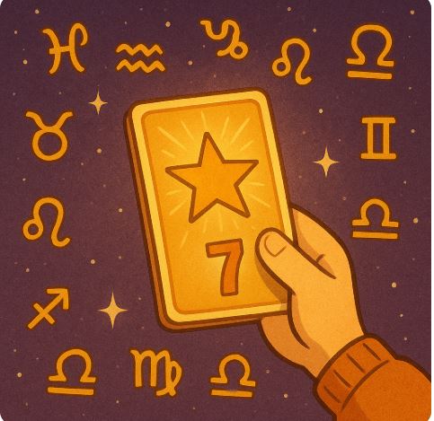 별과 별자리, 타로가 떠 있는 밤하늘 / Starry sky with tarot and zodiac symbols