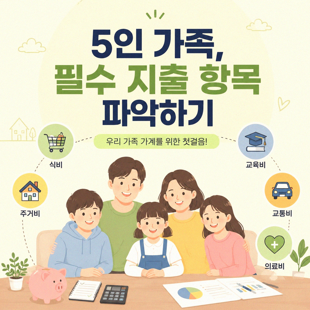 5인 가족, 살림살이 월 지출 얼마쯤 될까요?