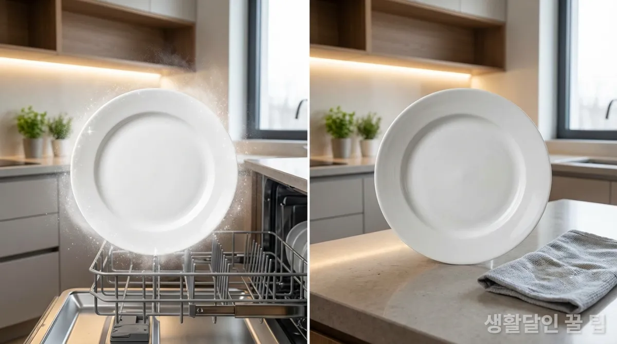 식기세척기와 손설거지 후 식기의 미생물 제거율 비교