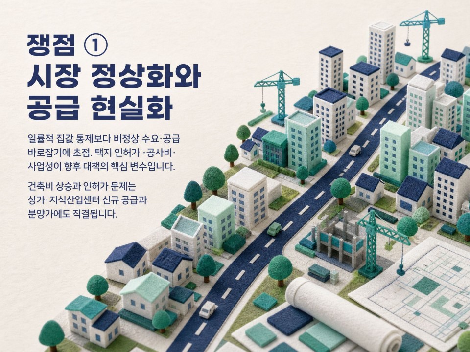 첫 번째 쟁점 시장 가격 통제보다는 '정상화'와 공급 현실화