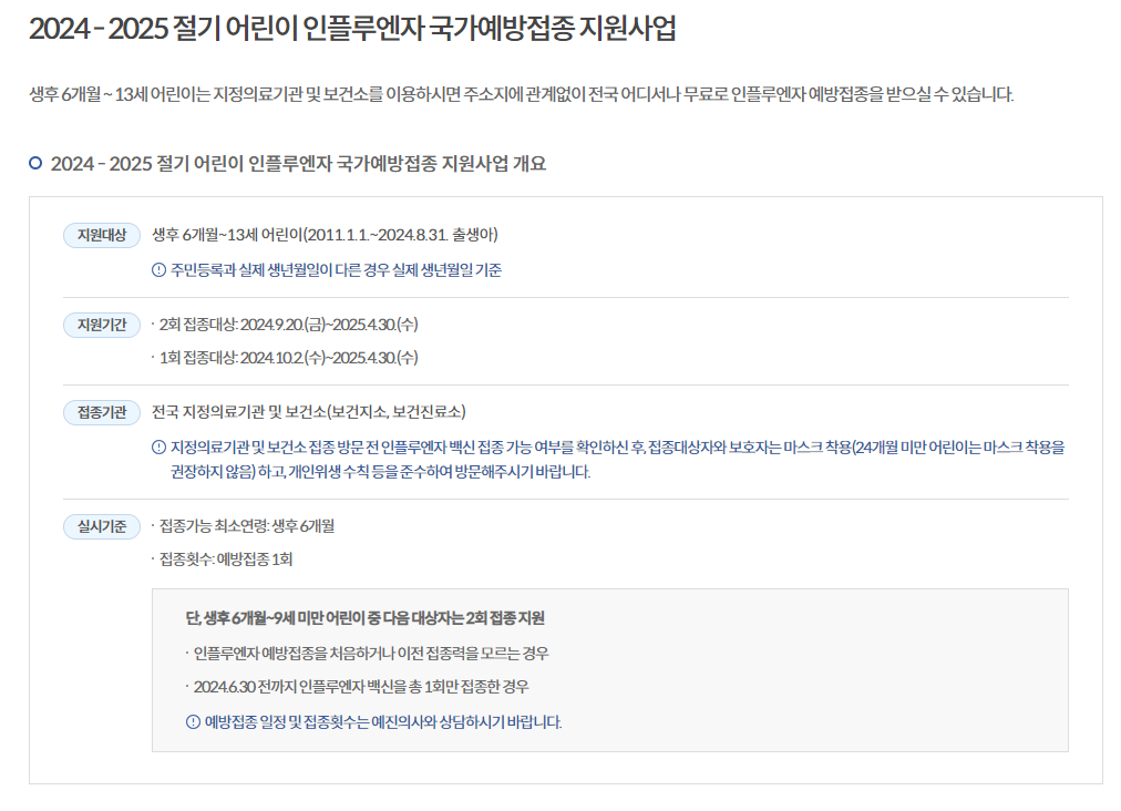 2024년 독감 예방접종